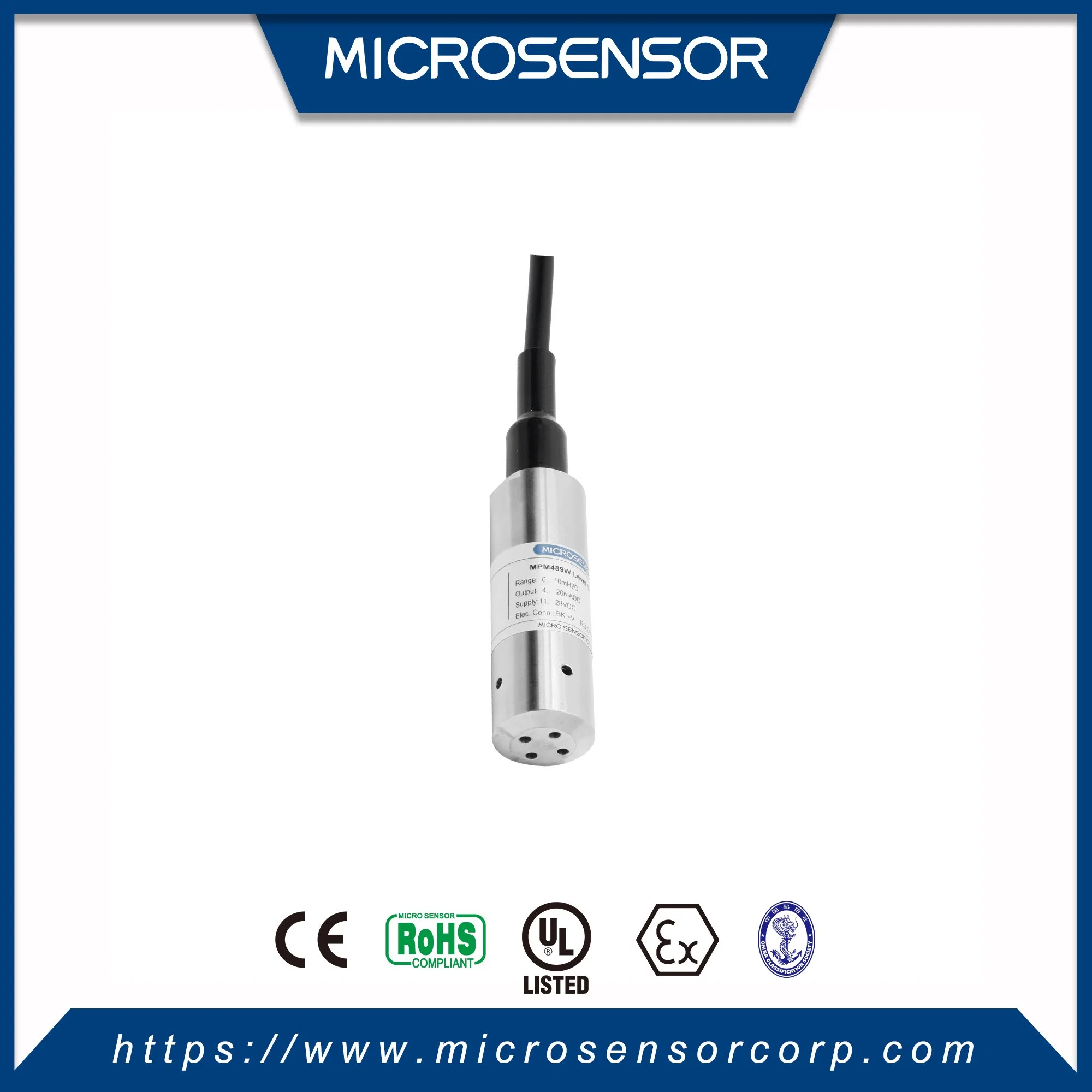 Transmissor de nível submersível à prova de explosão MicroSensor MPM489W IP68 para água do rio Depósitos de óleo