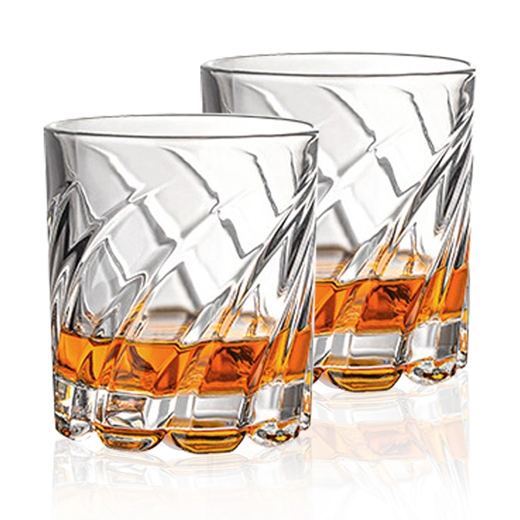 Free Sample Luxury Crystals Embossed Creative Wine Glasses Twisted Striped Rotatable Whisky Glass Tumbler Cup