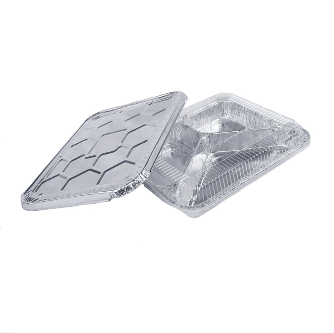 0.062mm Thickness Silver Rectangular Food Grade Aluminium Foil Container 450ml Tray