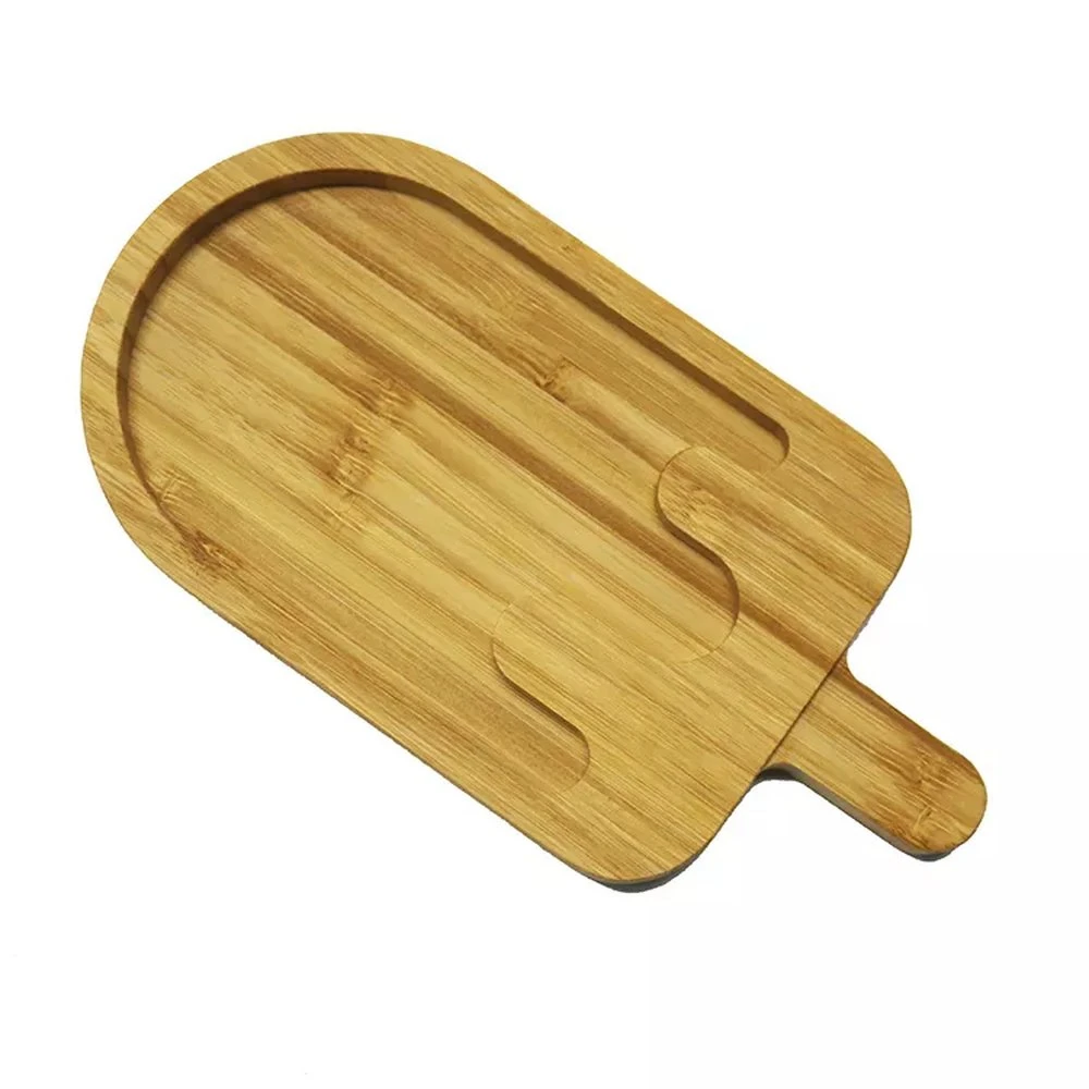 Ice Cream Shape Organic Bamboo Serving Plate Serving Dish for Appetizer Fruit Nut