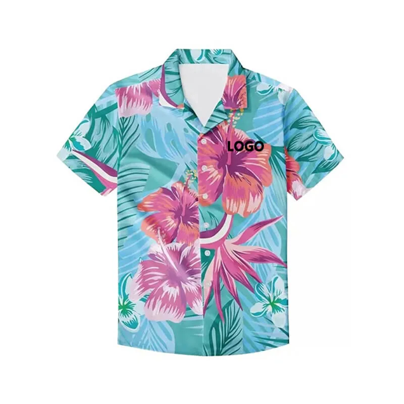 Ropa de Hip Hop personalizada Subblimation Digital Printed Hawaiian Shirt Plain Ropa deportiva de playa