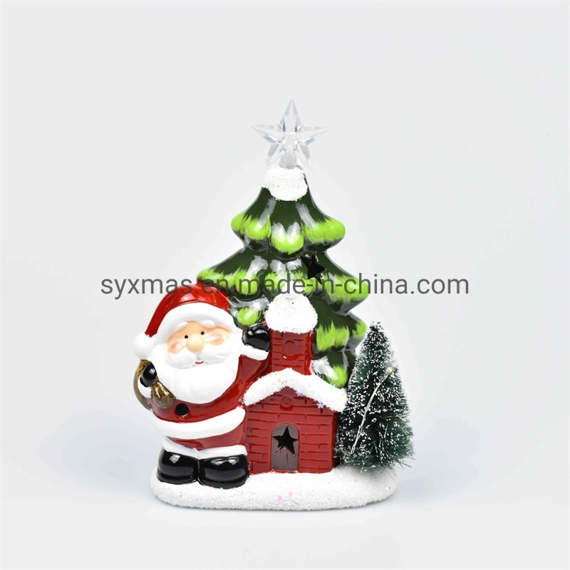 DIY Christmas Tree Decorated Ceramic Christmas Tree with Light Tabletop Christmas for Home Festival