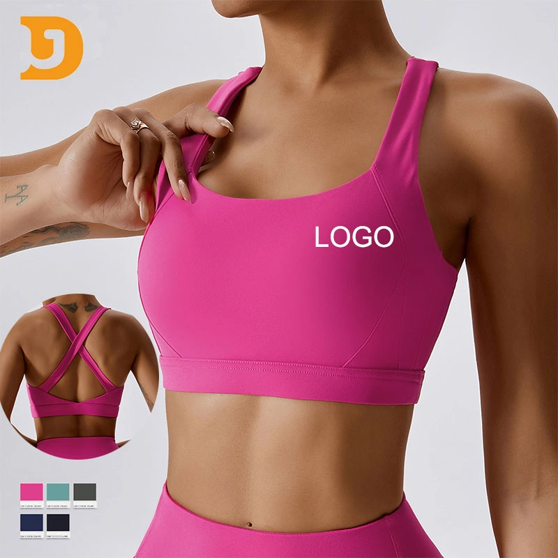 Djmc Women Sport Bra Top Solid Color Breathable Gym Leggings Fitness Workout Yoga Set for Women Sportswear