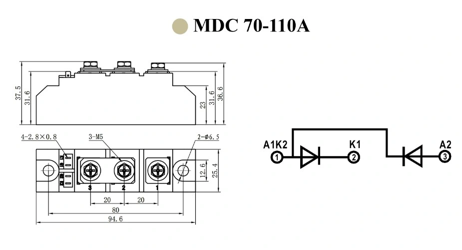 Leistungshalbleitermodul MDC110-16 Gleichrichterbrücke für Motorsteuerung