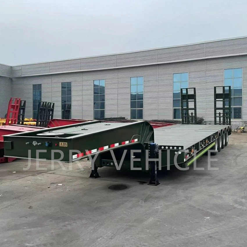 Domi Factory 3 Axle 40t 50t 60t 100t Gooseneck Lowboy Low Bed Semi Trailer Dimensions Lowbed Truck Trailer