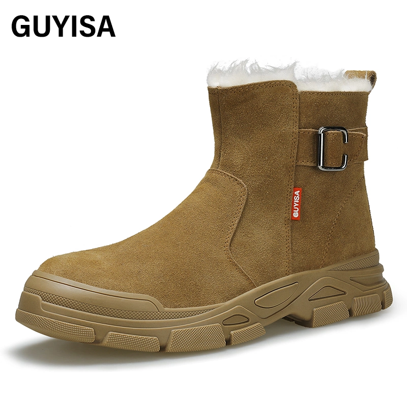 Guyisa Brand New Mesh Cloth Breathable Soft Men's and Women's Same Work Shoes Suede Men's Steel Toe Safety Boots