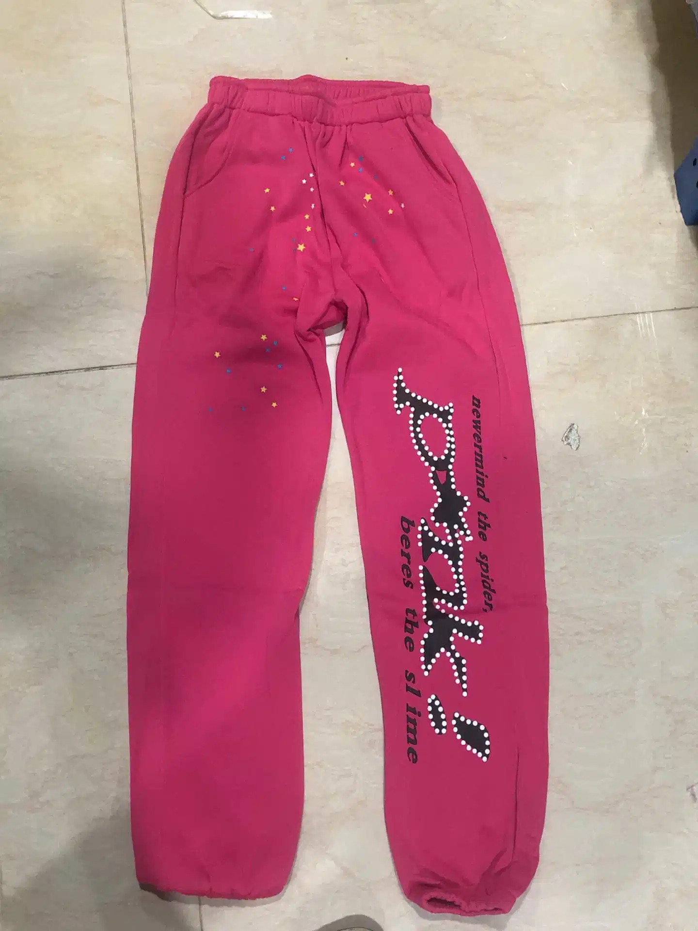 2023 New Arrival Young Thug Star's Sp5 Der 555555 Pink Pattern Casual Fashion High quality/High cost performance  and Soft Sweat Pants for Men Women