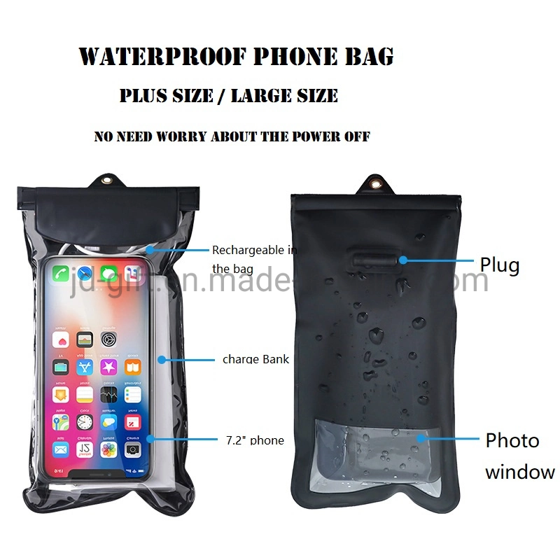 Plus Size Large Waterproof TPU Plastic Mobile Phone Bag for Charge Bank and Phone Together