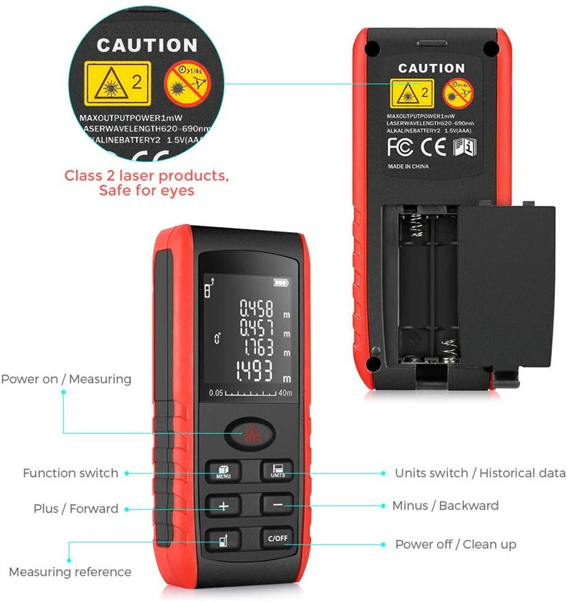 Efficient Length Height Area Volume Indoor Measuring E100 Rangefinder Laser Distance Meter 100m