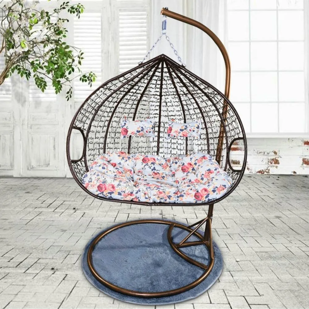 Outdoor Thick Rattan Hanging Chair with Armrests Modern Minimalist Bird Nest Basket Hanging Furniture Colorful Metal Garden Swing Wyz20039