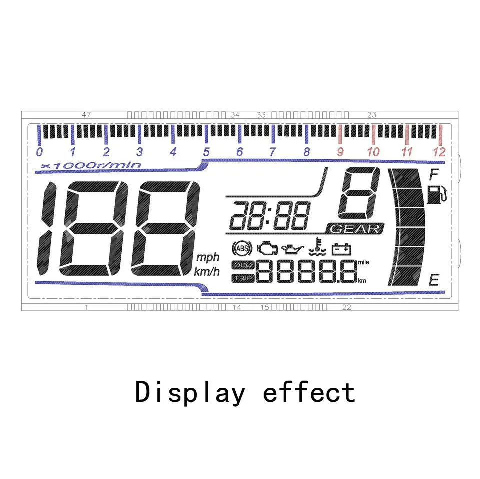 Sunlight Readable LCD Monitor 3V Outdoor LCD Display Dual Color Motorcycle Speedometer