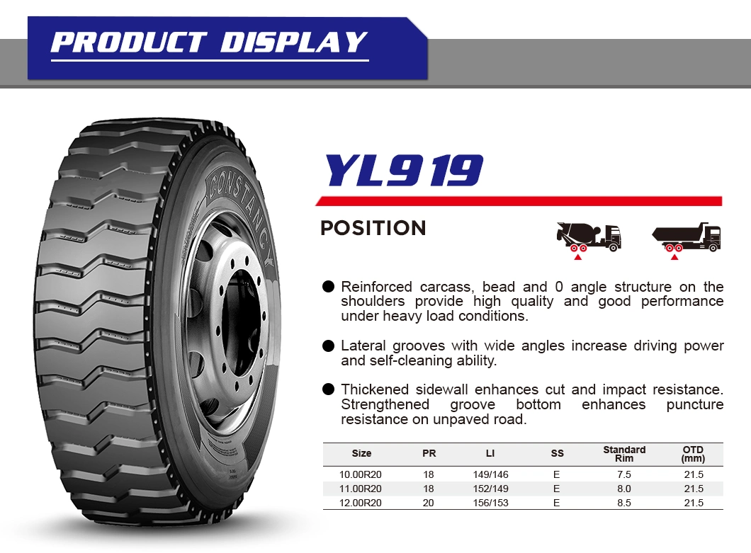 Constancy Brand Truck Tyre 10.00r20