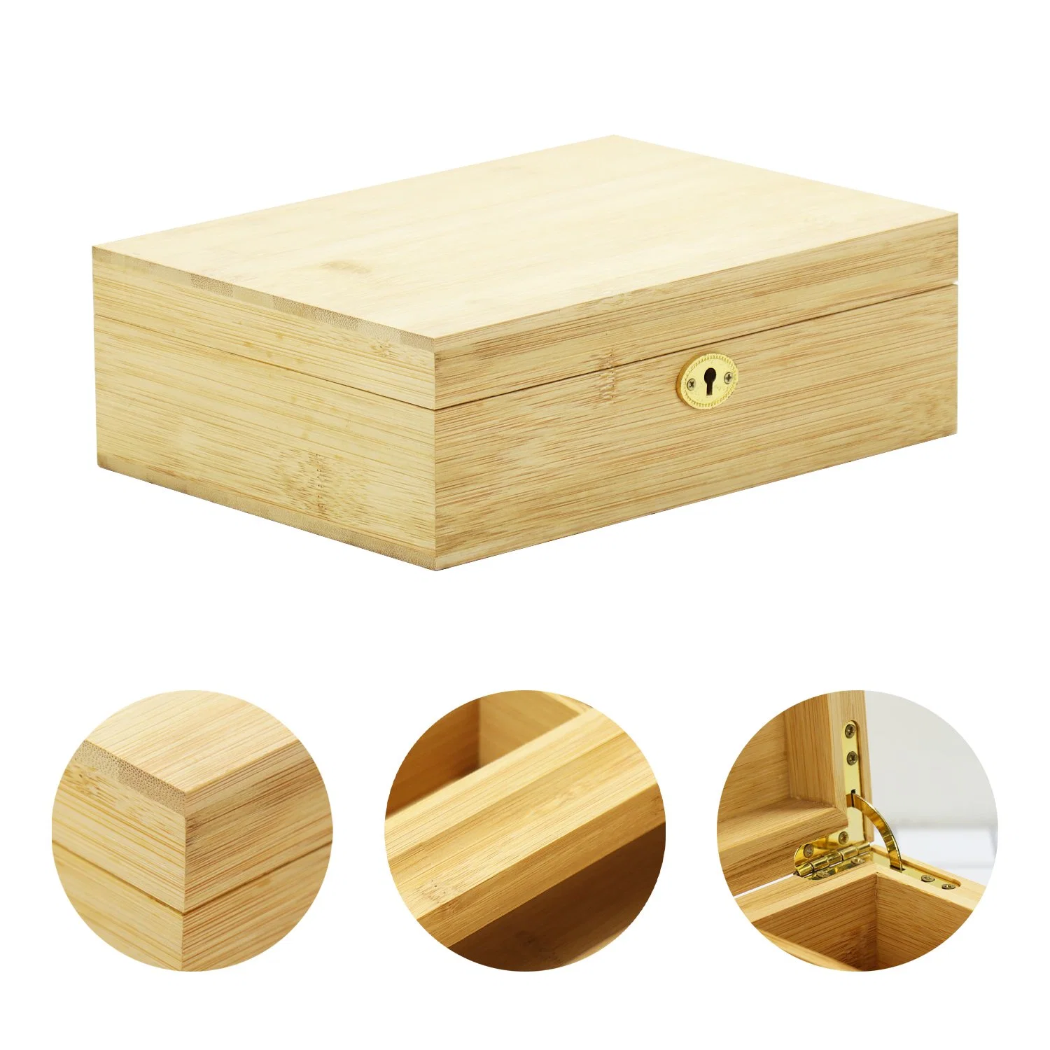 Caja de madera estasa ahumado Caja de bambú estasa con bandeja rodante Cajas de madera con tapa alada