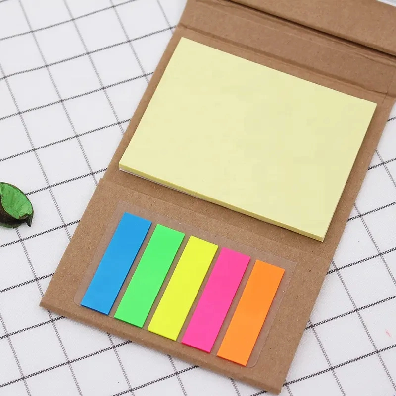 A4 Cork Paper Cardboard Bamboo Spiral Notebooks Mini Notepad Planner with Sticky Memo Pads Cute