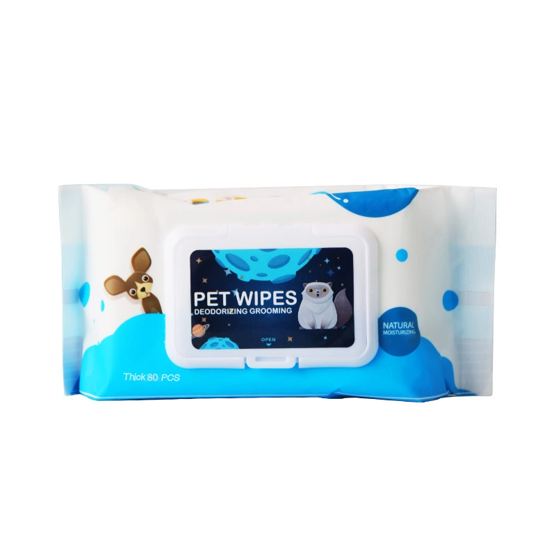 New Collection 80PCS/Bag OEM Spunlace Nonwoven Organic Antiseptic Pet Dog Cat Wet Wipes