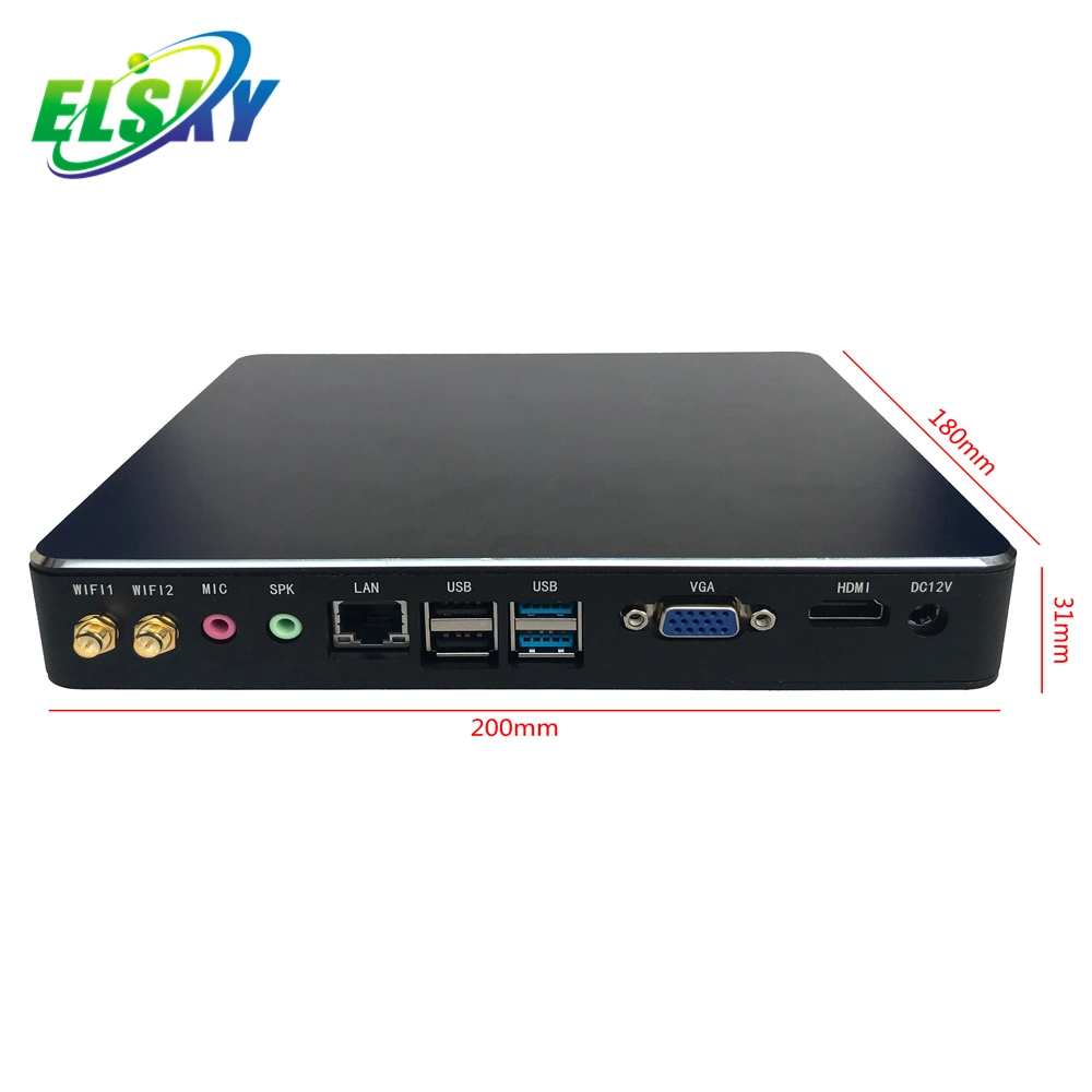 Elsky Mini PC Fanless HD4003-I3hgp- 3217u Optional DDR3 2.0GHz DC12V Power Pocket PC with 4 USB HD-Mi VGA 1COM/RS232 Linux