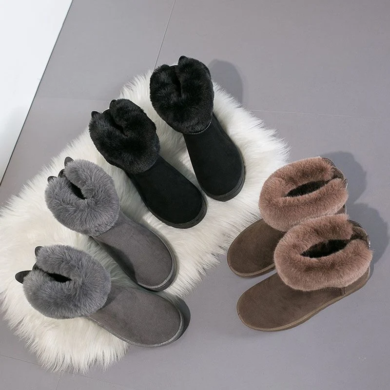 Kurze Stiefel Weibliche New Winter Wool Verdickte Warme Baumwollschuhe Damen Schneestiefel für den Innenbereich im Freien