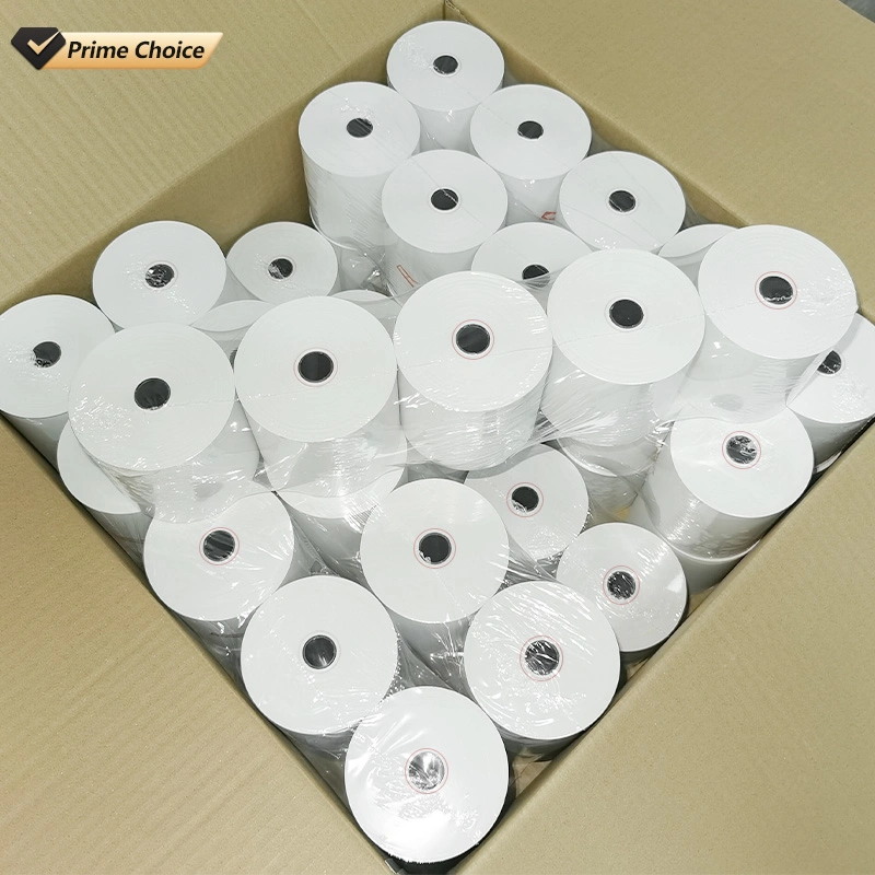 Customized Cash Register Paper 48GSM 55GSM 65GSM 70GSM 80X80mm 57X50mm Thermal Rolls for POS Printing Machine/Supermarket/Blank Receipt