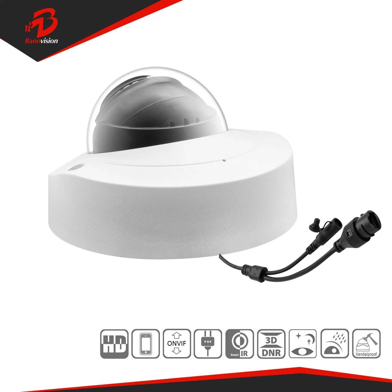 2MP Vigilancia de seguridad CCTV IP Network Vandal Proof Mini Dome Cámara