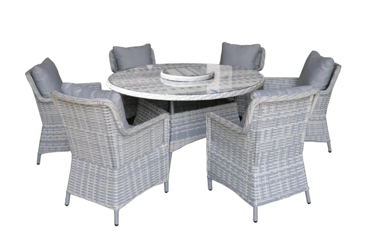 7PCS Dining Set Table & Chairs Wicker Rattan Outdoor Leisure Garden Furniture