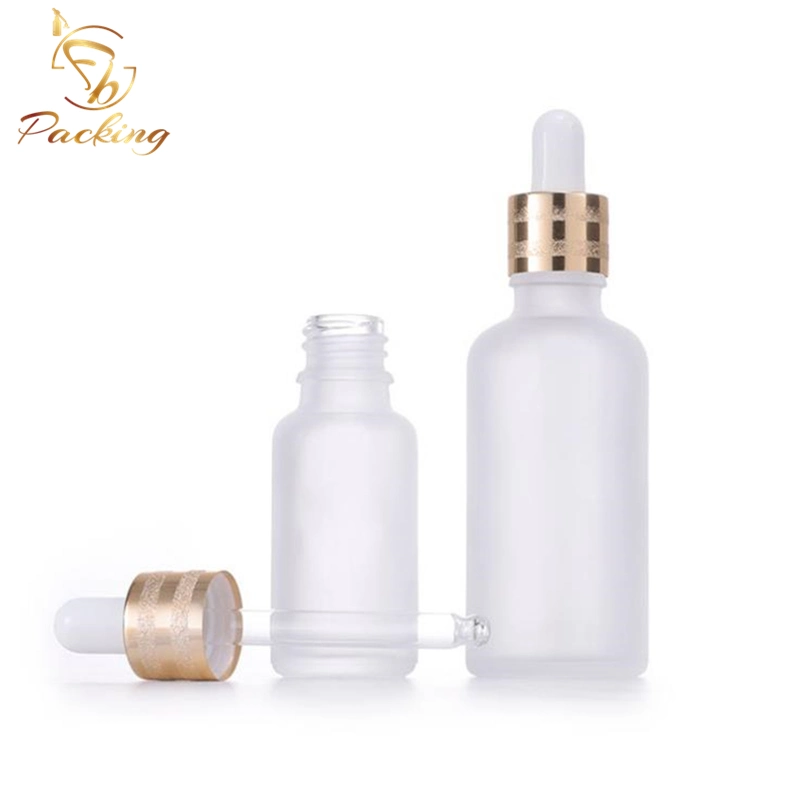 Empty Packaging 5ml 10ml 20 Ml Frosted Essential Oil Bottle with Glass Dropper Gold Cap