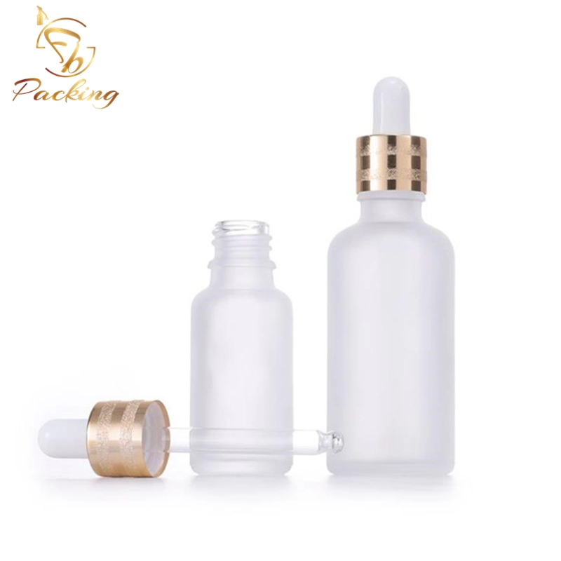 Leere Verpackung 5ml 10ml 20 ml Frosted ätherisches Öl Flasche Mit Glaskappe Gold