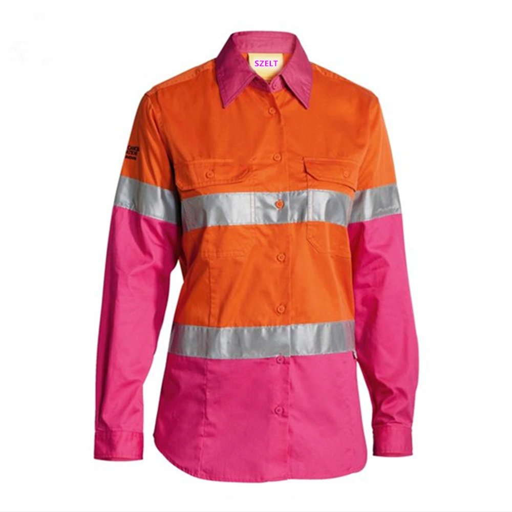 Women High Quality Hi Vis Reflective Safety Cotton Workwear