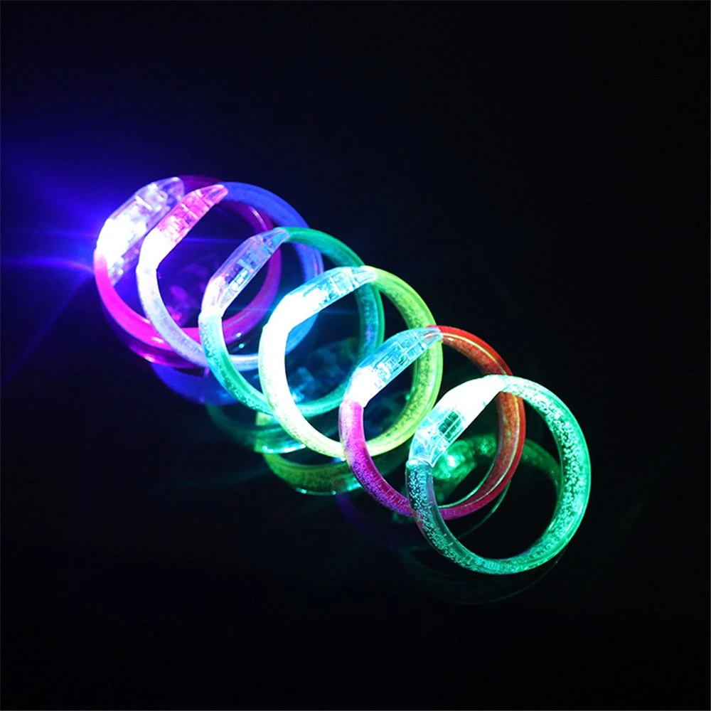 Wholesale/Supplier acrylique LED Glow in Dark Bracelet Bar concert atmosphère Bracelet de fête à bulles à DEL avec logo personnalisé et bracelet de forme bicolore