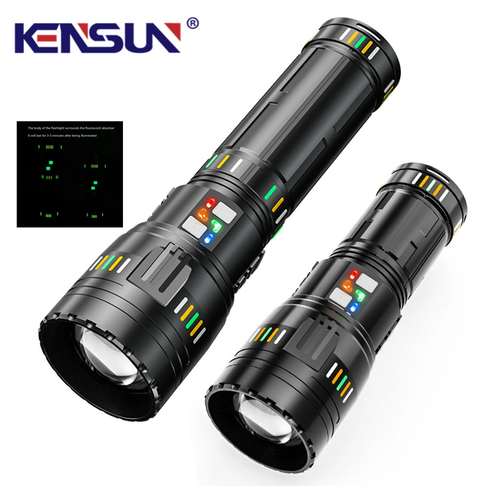 Helius 90W Outdoor Long Range Glow Display Zoom Rechargeable LED Tactical Flashlights