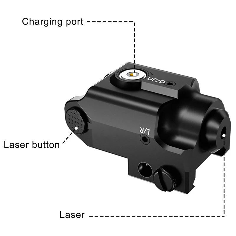 Tactical Green Laser Sight Magnetic Rechargeable Mini Gun Strobe DOT Sight Weapon Scope for 20mm Rail Built-in Battery