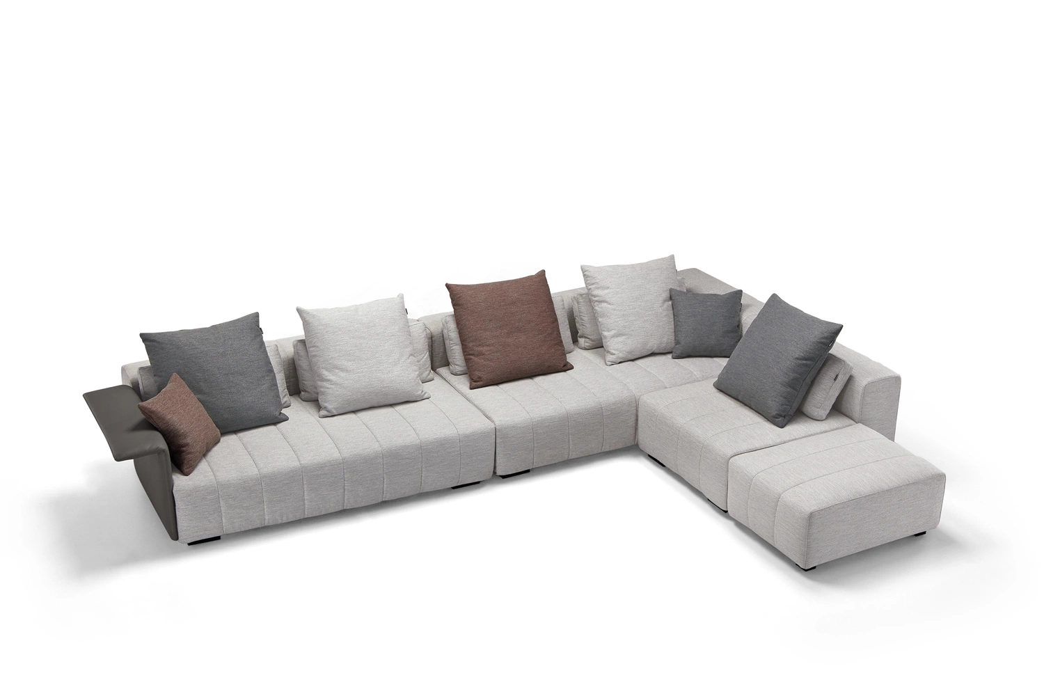 Modern Contemporary Italian Home Furniture for Villa Living Room Divan Corner Sectional Leather & Fabric Sofa