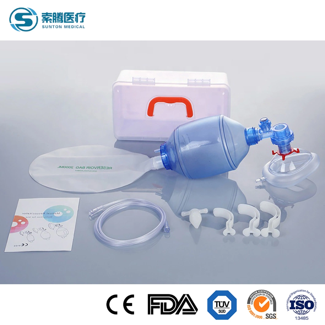 Sunton China ISO13485 Safety Standard Colored Removable Hook Rings High-Quality Emerfgency Care Function PVC Manual Resuscitator Supplier