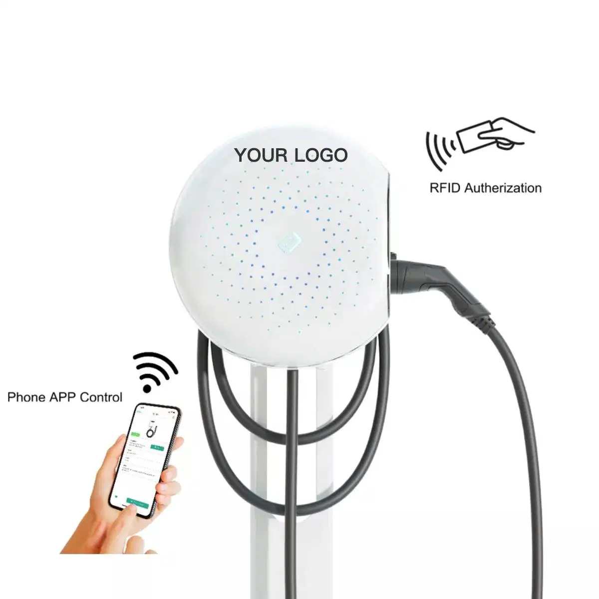 Level 2 Type 2 7kw/11kw EV Car Charger, Smart Home Charging Station Ocpp 1.6 with Phone APP Management