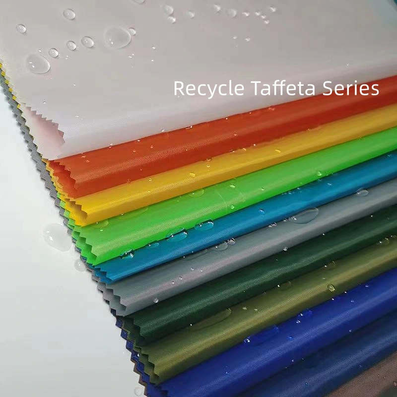 Recycle RPET Pet Polyester 20d 400t 0.15 Double Line Lattice Ripstop Taffeta Fabric