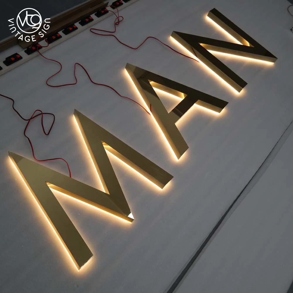 Wholesale China Factory Custom Business Backlit Advertising Laser Cut Stainless Steel Aluminum Lighted Metal Illuminated Logo Outdoor LED Signs Channel Letter