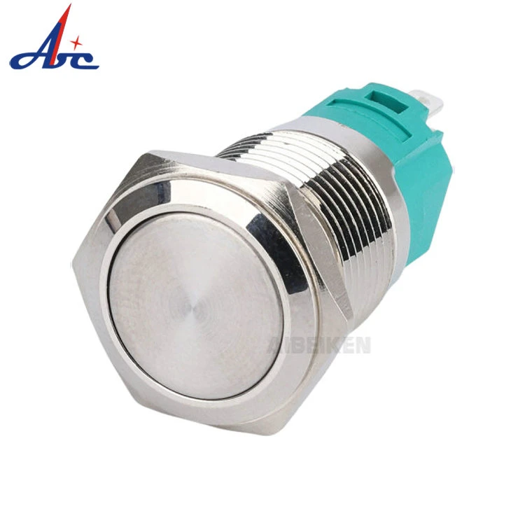 Waterproof IP67 1no1nc Flat Head Momentary Metal Push Button Switch with 3 Terminal Pins