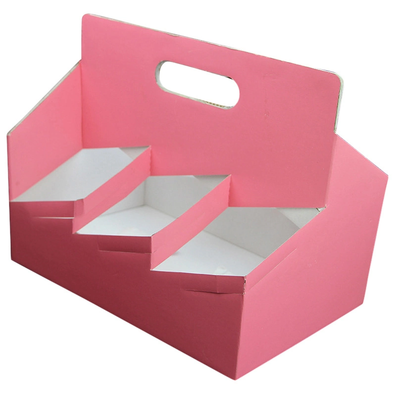 Biodegradable Corrugated Cardboard Food Package Portable Cup Set Holder in 3-Cell