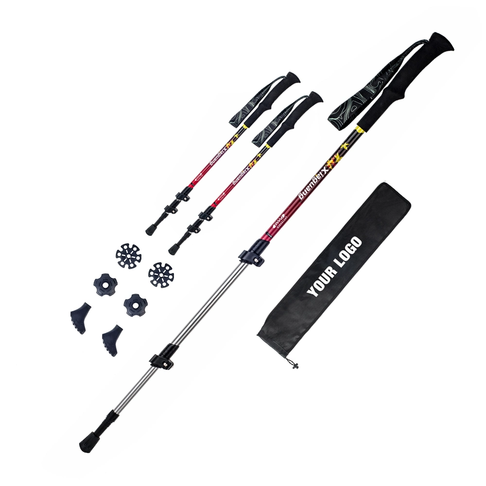 Aluminum Alpenstock 3 Sections Telescoping Nordic Walking Sticks Trekking Pole Cane Hiking Stick