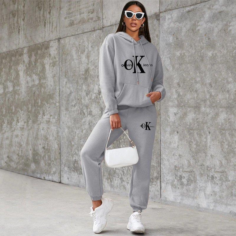 Wholesale/Supplier Women Casual Pullover Sport Sweatsuit Hoodie Sweatpants Jogger Set Leisure Sports Suit