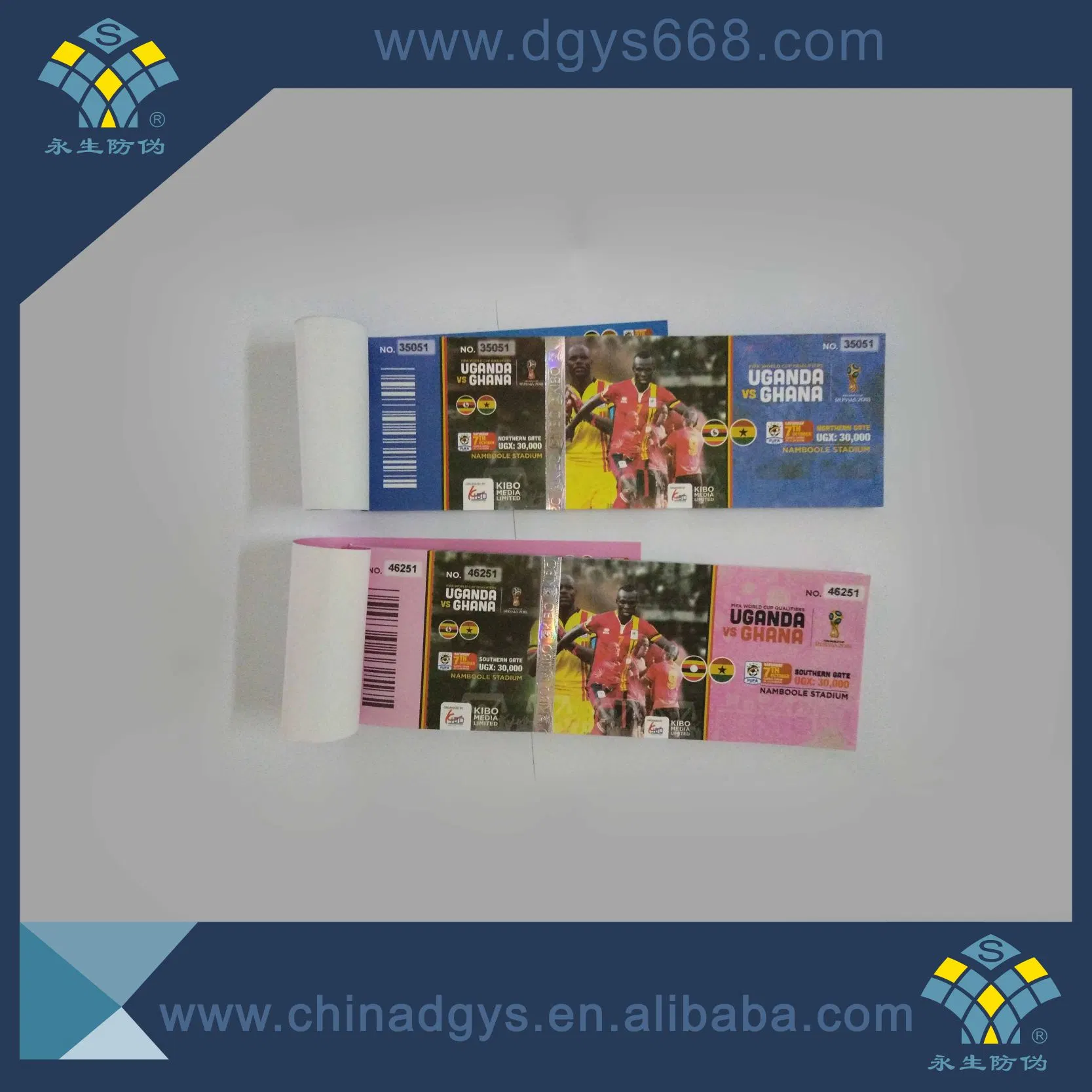 Customized High quality/High cost performance Invisible Number Embossing Pattern Hot Stamping Hologram UV Security Ticket Printing