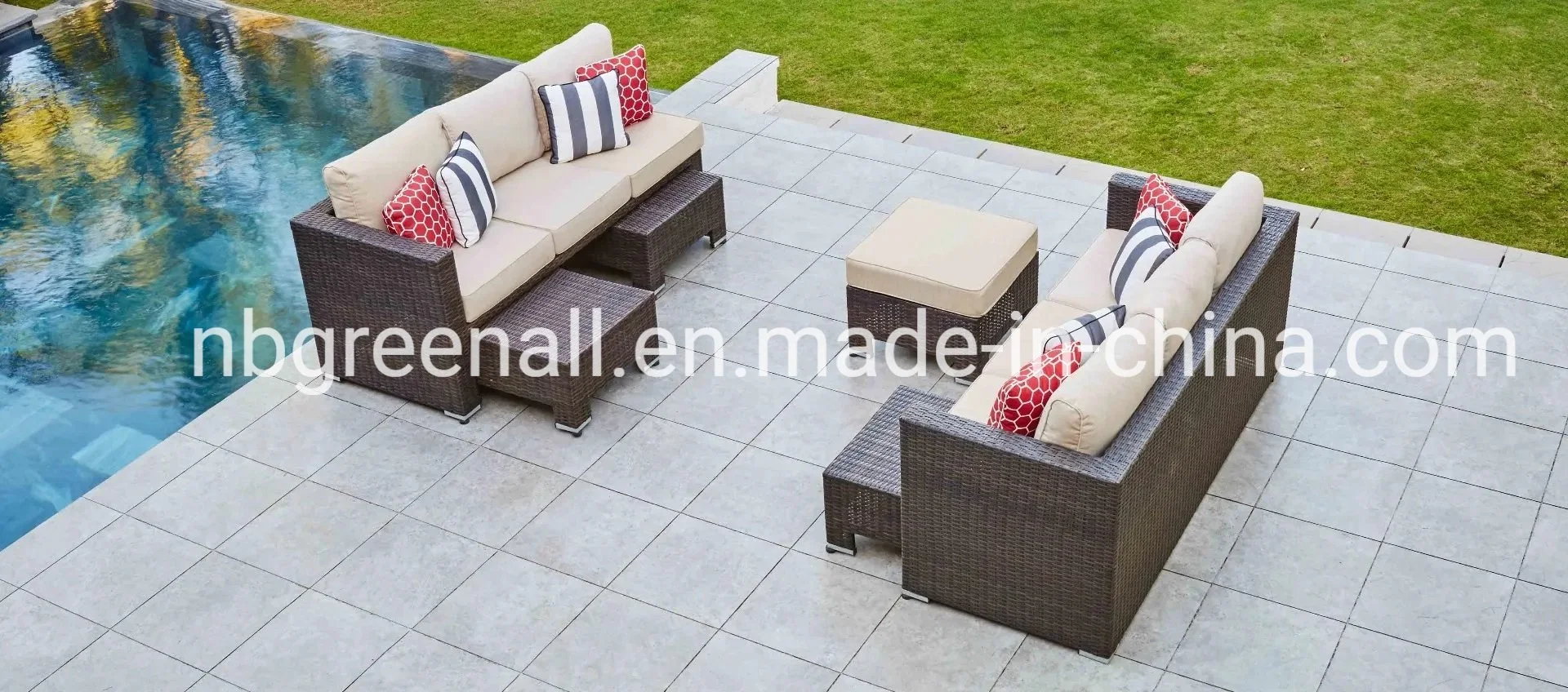 Patio al aire libre - sofá esquina del cubo de ratán y comedor Muebles Conjunto combinado