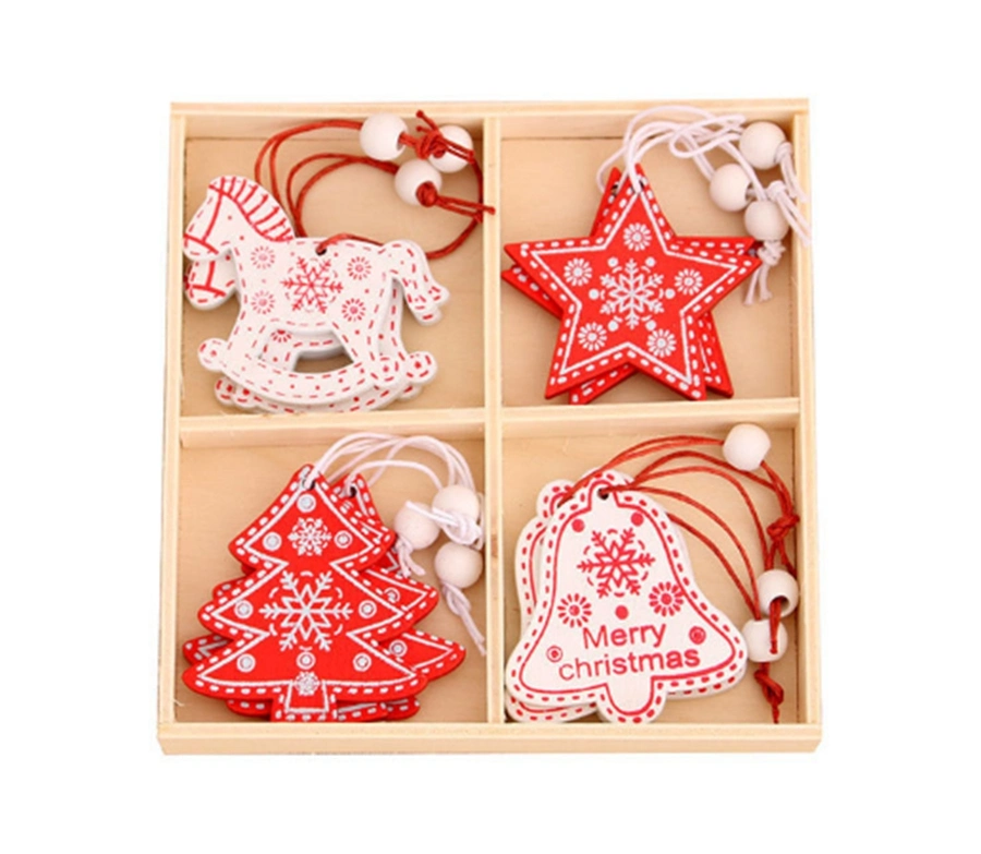 DIY Wooden Christmas Hanging Pendant Shop Party Decoration Snowflake Love Pentagram DIY Wood Chips