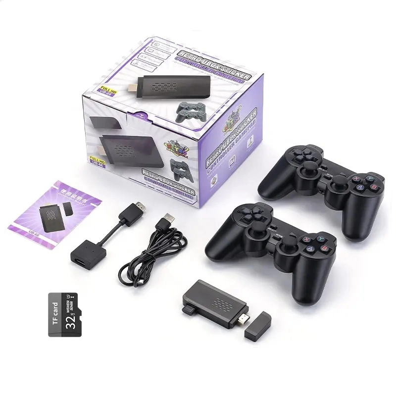 HD TV Video Game Console Ub-66 4K Game Stick 64GB Built-in 10000+ Classic Games with 2.4GHz Wireless Controller