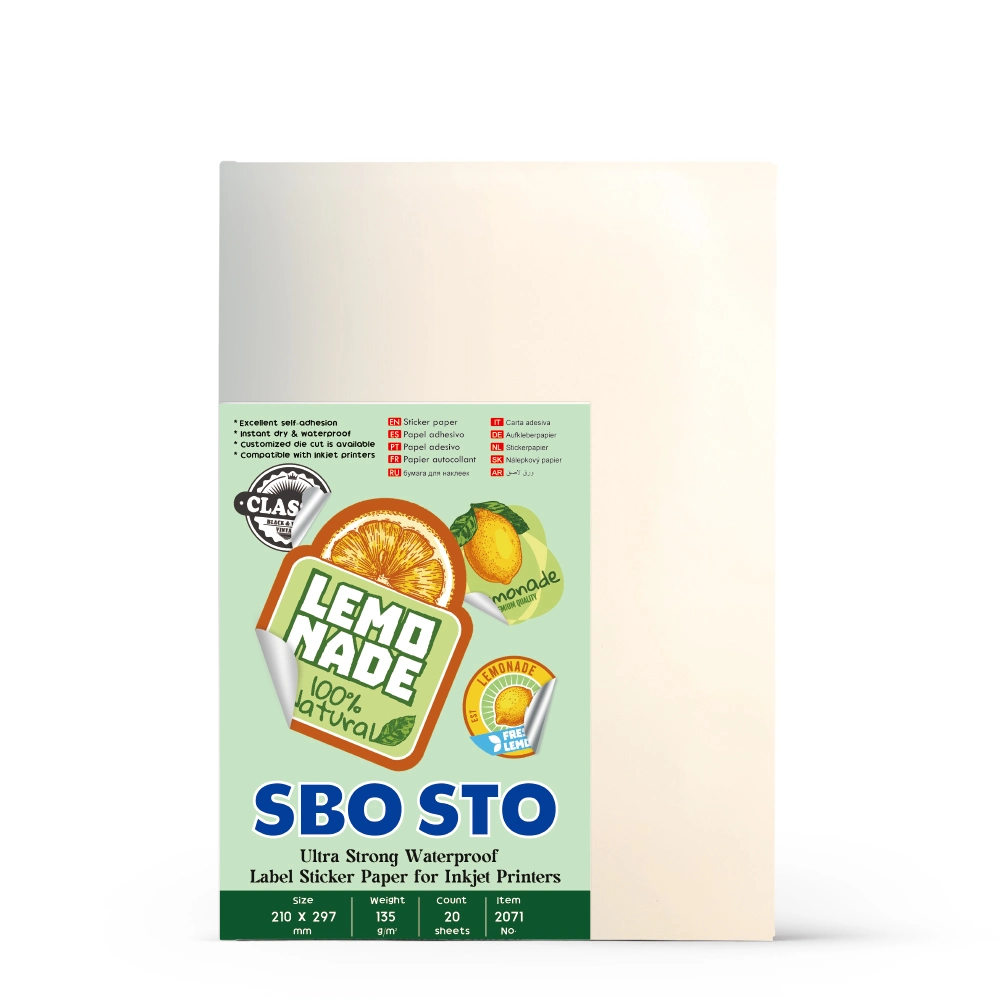 Premium глянцевая бумага для струйной печати наклеек водонепроницаемой бумаги A4 Sbosto 2071