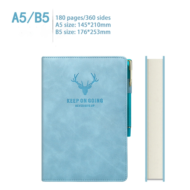 O logotipo personalizado capa dura a5 Travel Notebook Diário Oficial PU Couro Papel Agid Aganda Notebook com notebooks Diário de loop de caneta