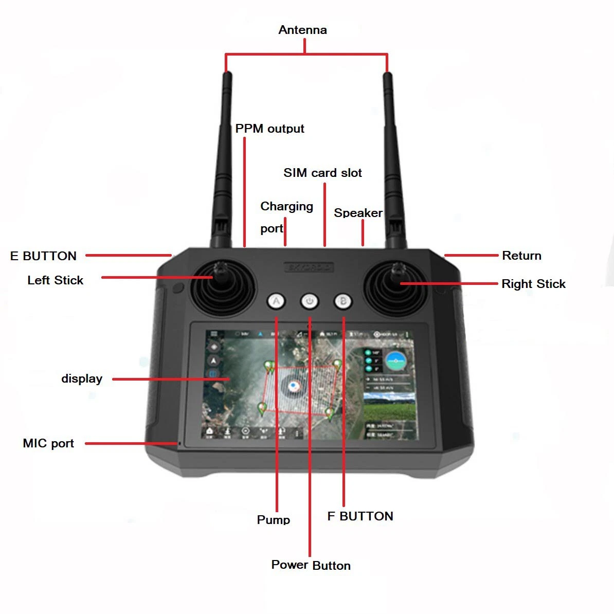 Skydroid H12 a 2,4 Ghz 12CH Mando a distancia / Mini Cámara / mapa digital de transmisión para pulverización Agrícola Drone