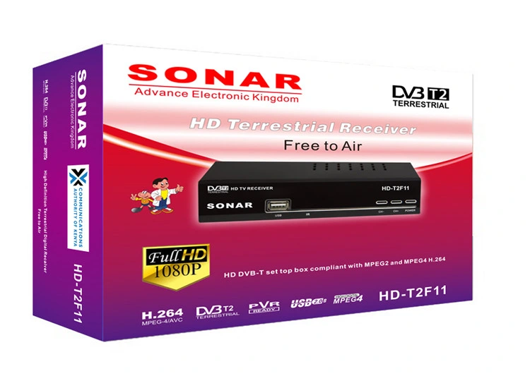 Le Sonar HD T2F11 DVB-T2 récepteur terrestre TV fabriqués en Chine