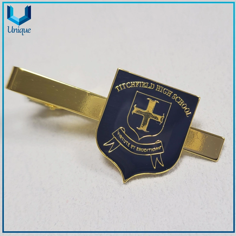 Custom Logo Design School Metal Tie Pin, Jamaica Gold Metal Enamel Souvenir Metal Tie Bar with Epoxy