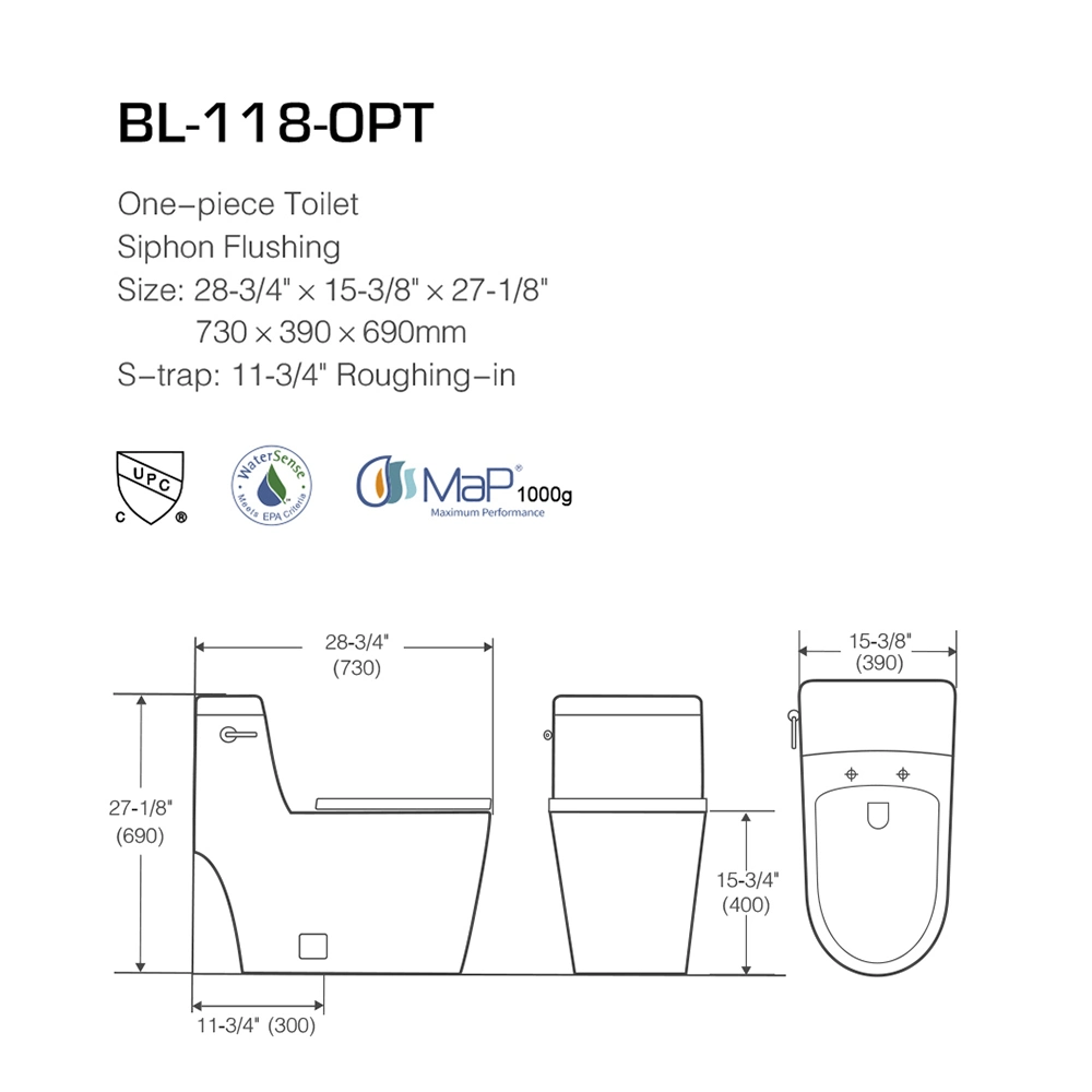 Original Factory Modern Style Best Selling White Color Ceramic Tornado One Piece Wc Toilet