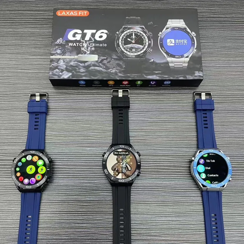 Hot Selling Fashion Laxas Fit Gt6 Smartwatch Women Mens Stainless Steel Sport Can Use Alipay